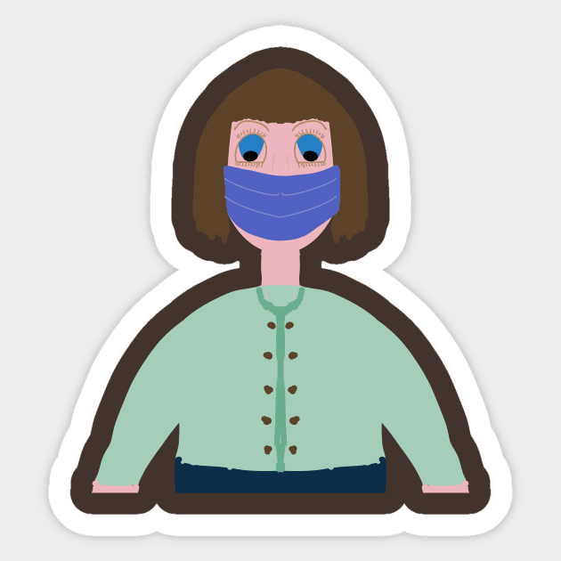 Girl with brown hair wearing a mouth mask Sticker by Vannaweb